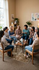 Obraz premium Diverse group of women sitting in a circle for group therapy