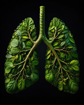 Green Lungs Made of Leaves Symbolizing Clean Air and Respiratory Health