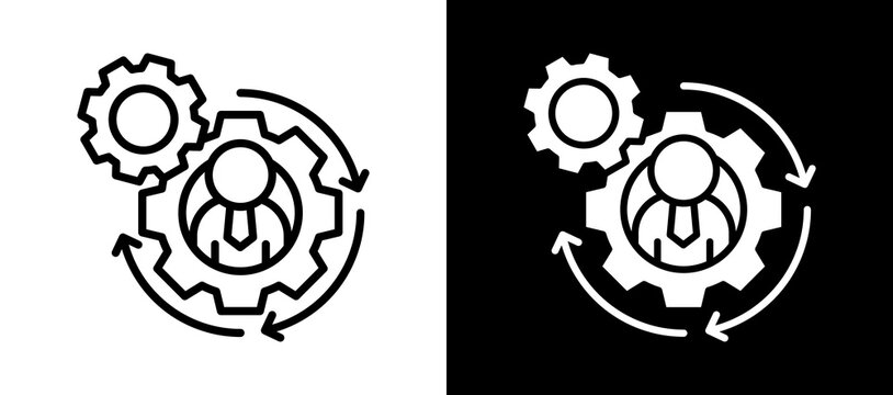 Employee Adaptation Icon Set In Black And White Filled Style Collection
