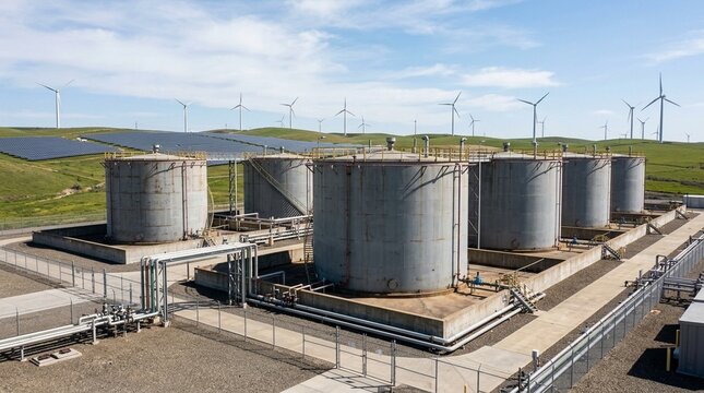 Energy Independence Concept Fuel Storage Tanks Exterior