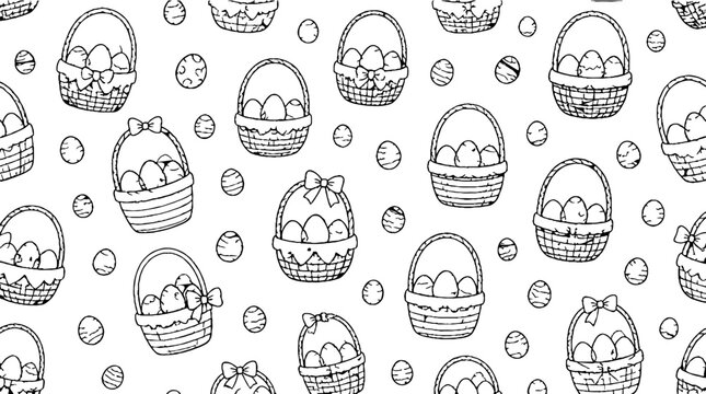 Easter basket with decorated eggs pattern design.