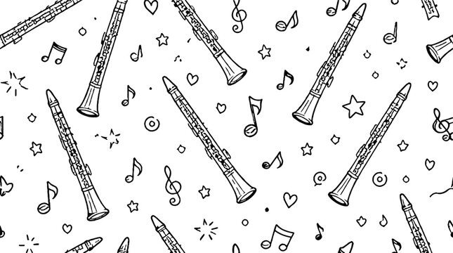 Musical Notes and Oboes Pattern Design.