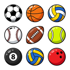 Obraz premium Assorted Sports balls in grid