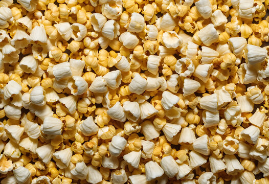 close-up of popped popcorn kernels