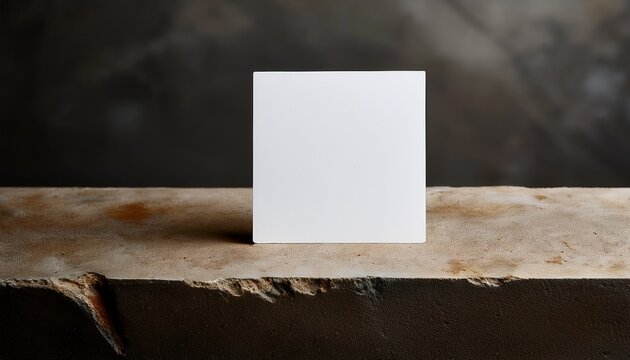 blank square sticker mockup on concrete pedestal for branding display promotion marketing signage identity presentation