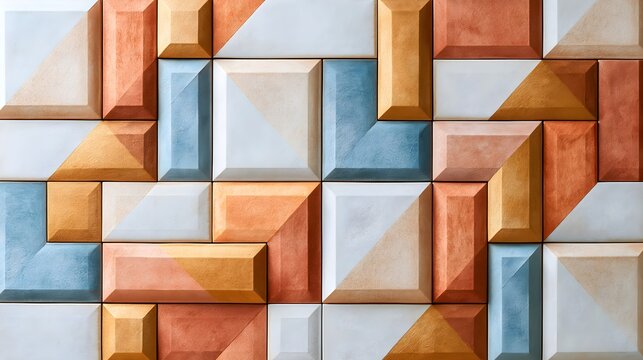 Hand-painted geometric ceramic tile pattern