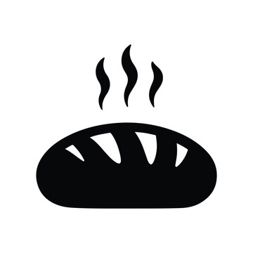 Simple black and white illustration of a loaf of bread with steam rising