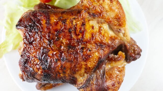 Rotisserie Chicken With Fresh Vegetables, Plated
