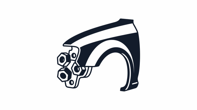 Automotive fender and wheel lug nuts graphic illustration.