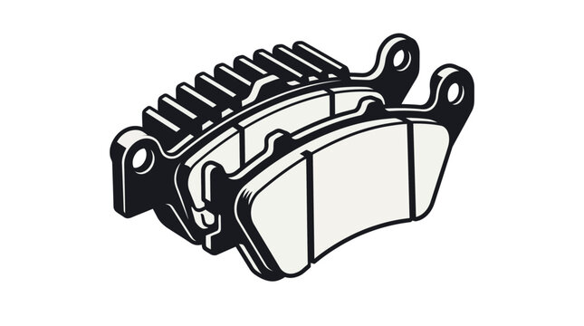 Automotive disc brake pads and caliper system vector illustration.