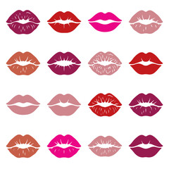 Fototapeta premium Lips Lipstick Kiss Vector Illustrations in Various Colors Perfect for Beauty Designs