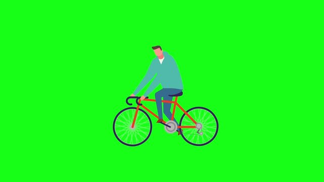  Animated Man Riding a Bicycle or Sports Bike on Green Screen Chroma Key