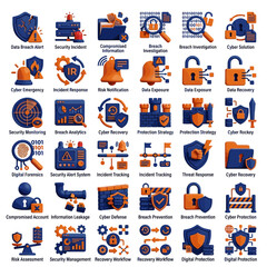 Fototapeta premium Cyber Security Icons: Data Protection, Breach, Network, Threat, and Analysis