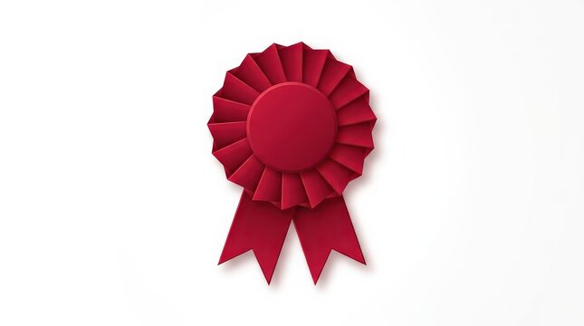 Elegant Red Ribbon Award Rosette for Achievement and Recognition
