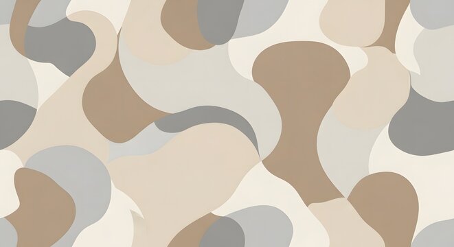 Abstract camouflage seamless pattern in neutral earth tones and grey.