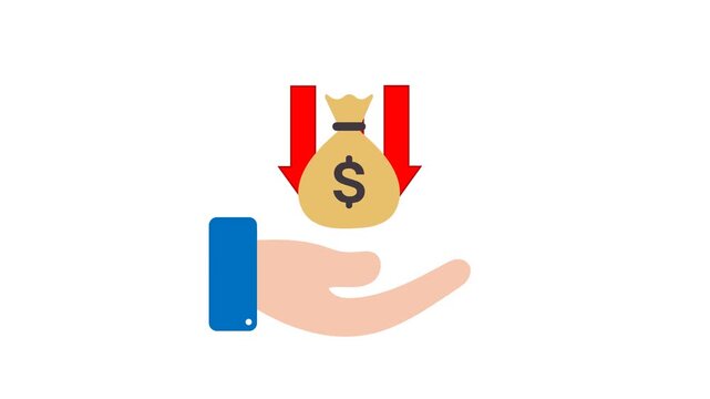 Financial Decline Icon: Hand Holding Dollar Money Bag