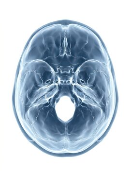 Detailed 3D Render of Human Cranial Cavity Base, Medical Anatomy Illustration