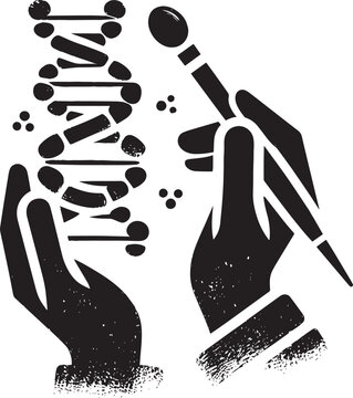 Creative brush style DNA editing process illustration for scienc