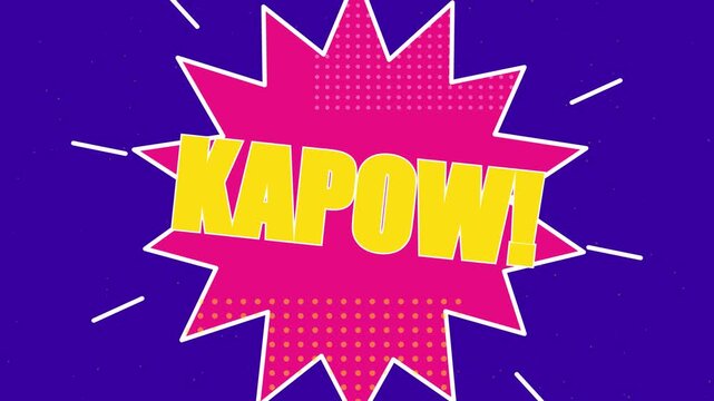 Dynamic comic book style kapow explosion animation, pop comic speech bubble pop kapow action
