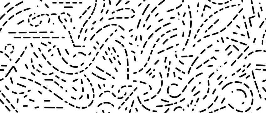 Abstract Dash Pattern Background, Black Dashed Lines on White, Minimalist Graphic Design