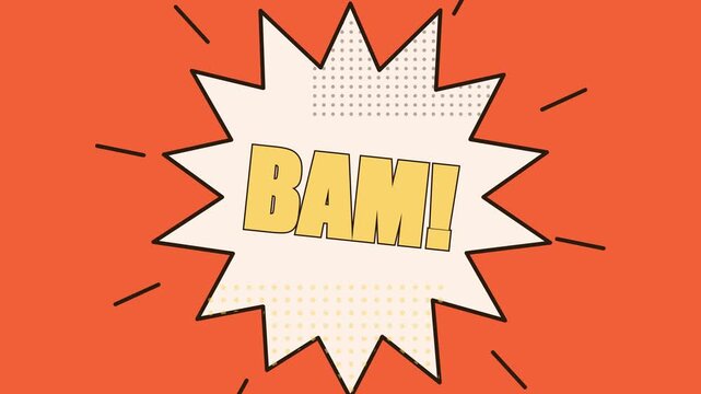 Retro comic book style bam speech bubble animation with pop aesthetic pop speech bubble explosion action