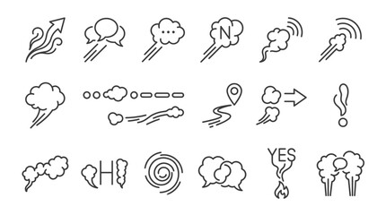 Obraz premium Wind and Speech Bubbles Icon Set - Line Art Graphics for Communication and Motion
