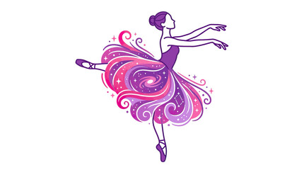 Ballerina Dancing with Swirling Galaxy Tutu and Sparkles © din