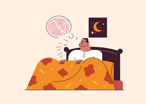 Insomnia anxiety mental health stress vector illustration concept