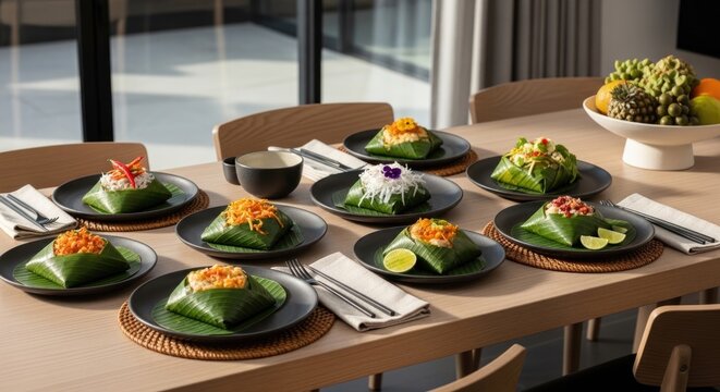 Traditional asian food on table