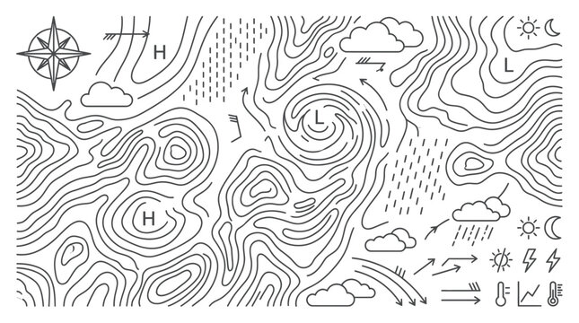 Weather Map Symbols and Topographic Lines - Meteorology and Navigation