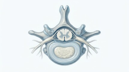 Fototapeta premium Detailed CrossSectional Anatomy of the Human Cervical Spine, Illustrating Vertebrae, Spinal Cord, and Nerves