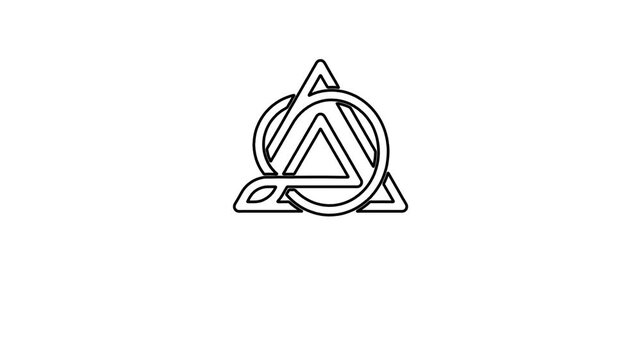 A minimalist logo design featuring geometric shapes and lines on a clean background.