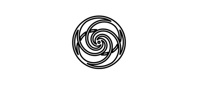 A spiral logo design with curved lines forming a circular graphic symbol