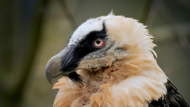 Bearded vulture portrait in extreme close-up