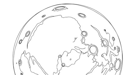 Stylized Line Art of a Planet with Craters and Surface Details © Orti