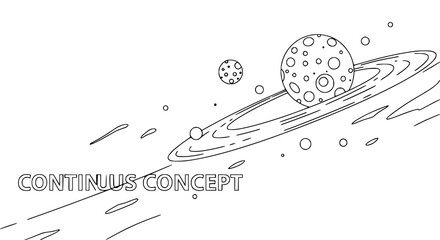 Abstract Cosmic Galaxy with Planets and Rings - Continuous Concept © Orti