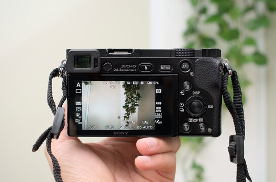 Zapopan Jalisco, Mexico - June 25, 2026: Sony a6000 mirrorless camera with 16-50mm lens, sony camera concept