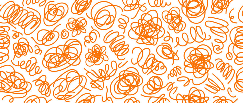 Abstract Orange Scribble Pattern - Whimsical Doodle Background Design