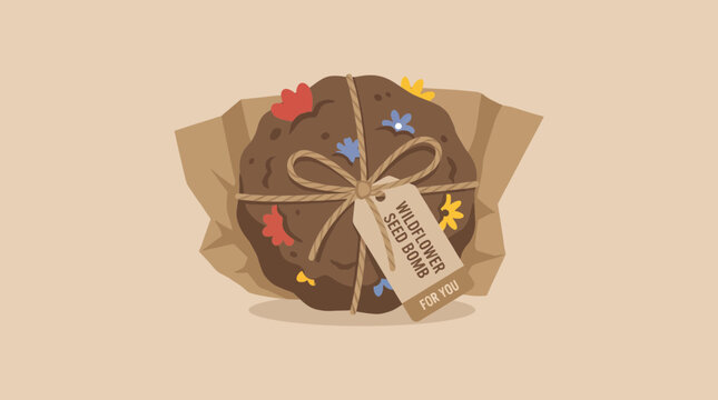 Wildflower Seed Bomb Wrapped in Paper for Gifting
