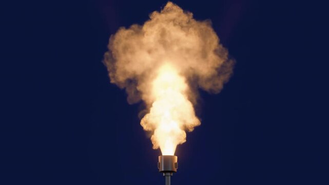Rocket Engine Thruster Ignition Firing Flame and Smoke