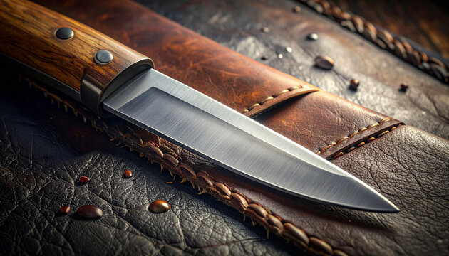 Knife and leather sheath