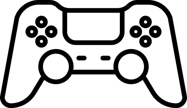 Game Controller outline style, standard gaming joystick controller for consoles, symbolizing interaction and play, ideal for gamer content and creative media.
