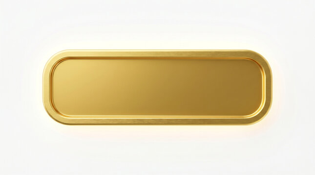 Golden rectangle, shiny metal plate, gold button, rounded rectangle icon