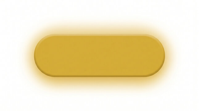 Glowing yellow button, rounded rectangle shape, neon light effect, UI element, web design asset