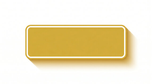 Golden rectangle icon, yellow button, rectangular shape, flat design element