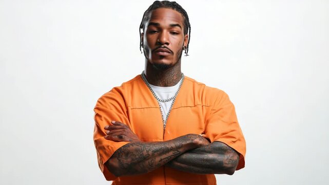 Prisoner inmate serious face portrait
