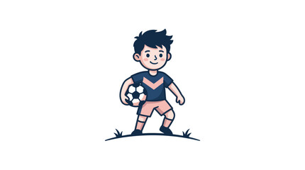 Fototapeta premium Boy Playing Soccer With Ball.