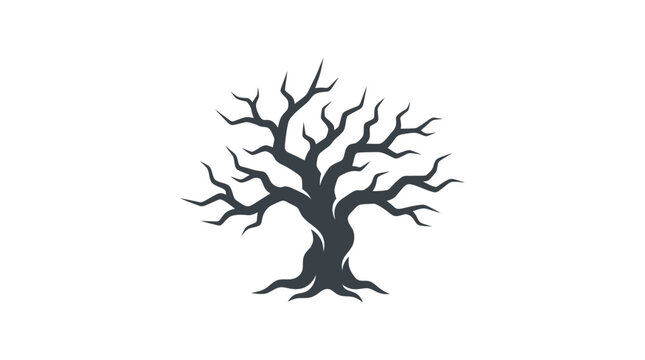 Black Silhouette of Bare Tree.