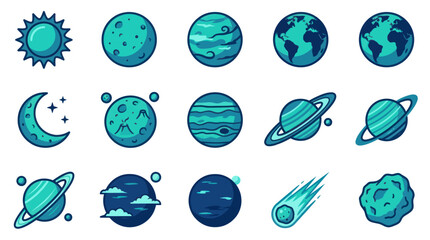 Collection of planets and celestial bodies. © Sari