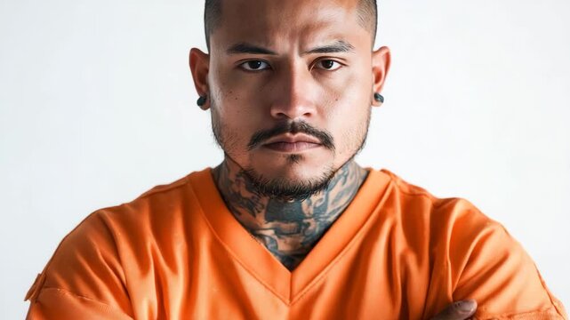 Prisoner inmate serious face portrait